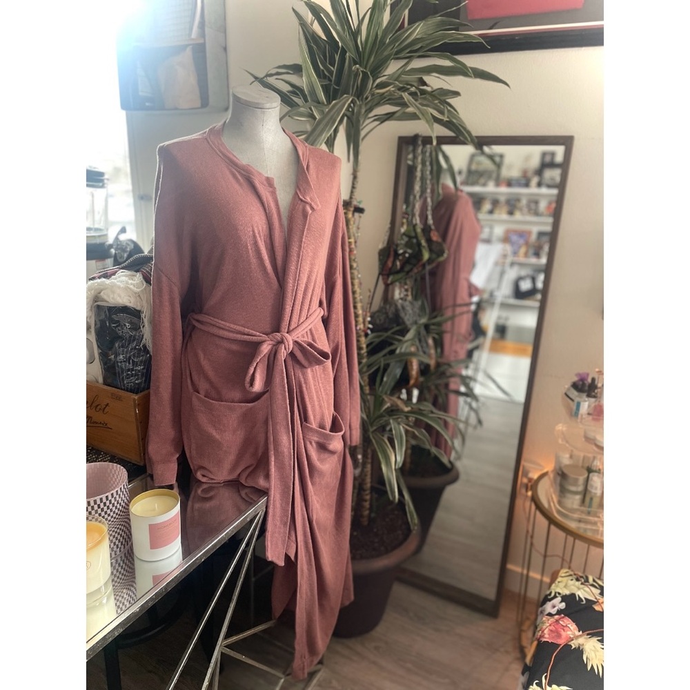 FREE PEOPLE BEACH | L | Intimately Babe I'm Yours Maxi Cardi Robe Dried Current - Picture 5 of 10